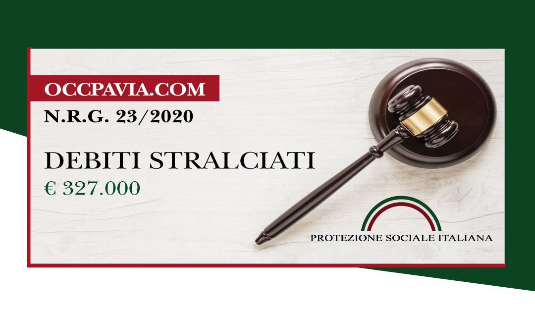 Trib. Pavia: Sentenza legge 3/2012 del 23.11.2020. Liquidazione del Patrimonio. Azienda agricola azzera euro 327.000 di debiti.