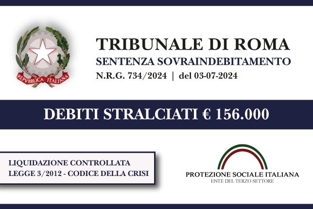 Conducente mezzi pubblici azzera € 156.000 di debiti con Banche, Finanziarie, Condominio e Agenzia Entrate I Trib. Roma I Codice della Crisi