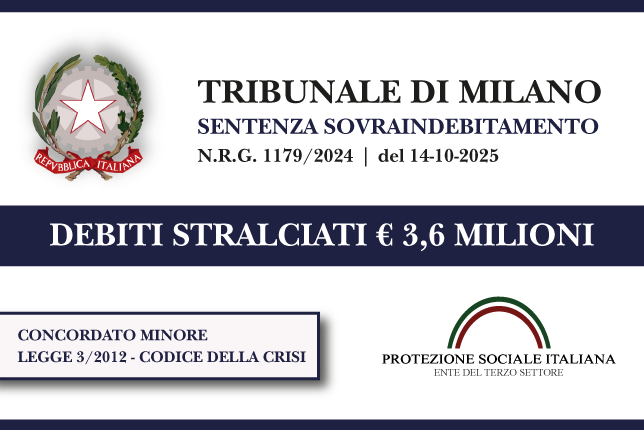 Ingegnere salva la casa dall’asta e risolve 3,6 Milioni di debiti con Banche, Finanziarie, Condominio, Fornitori e Agenzia Entrate Riscossione I Trib. Milano I Concordato minore