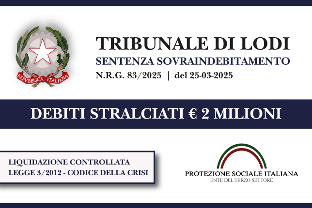 Ex titolare impresa pulizie azzera € 2 MILIONI di debiti con Agenzia Entrate Riscossione I Trib. Lodi I Liquidazione controllata