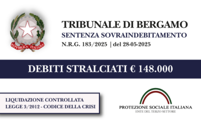 Insegnante azzera € 148.000 di debiti con la Banca, le Finanziarie e Agenzia Entrate Riscossione I Trib. Bergamo I Liquidazione controllata