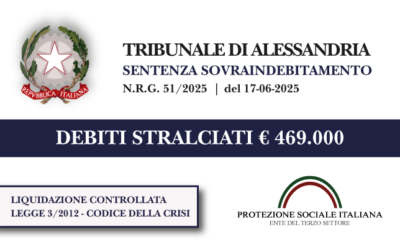 Ex artigiano settore orafo azzera 469.000 di debiti con Banche e Agenzia Entrate I Trib. Alessandria I Liquidazione controllata