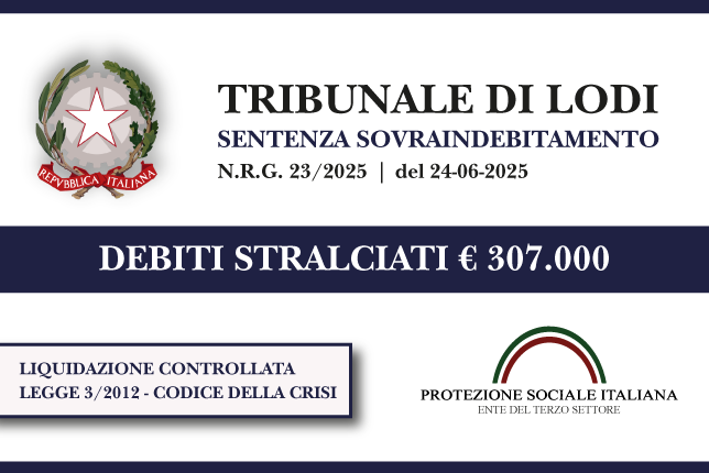 Donna vittima di violenza economica da parte dell’ex marito azzera € 307.000 di debiti con Banche e Finanziarie I Trib. Lodi I Liquidazione controllata