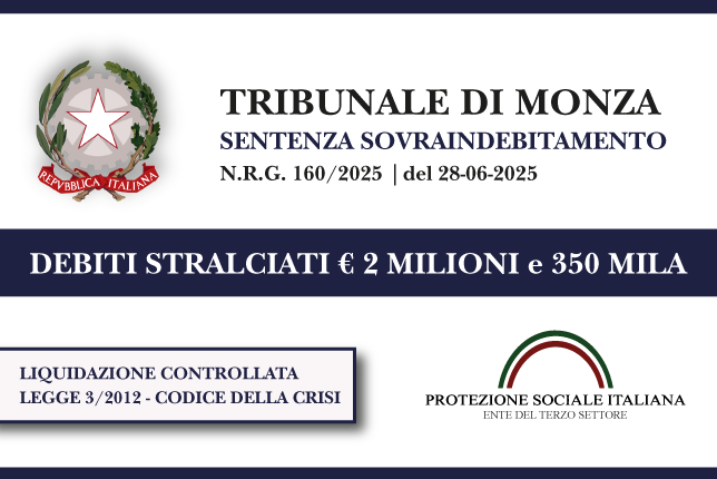 Dipendente azzera € 2 MILIONI e 350 MILA di debiti con l’Agenzia delle Entrare I Trib. Monza I Liquidazione controllata