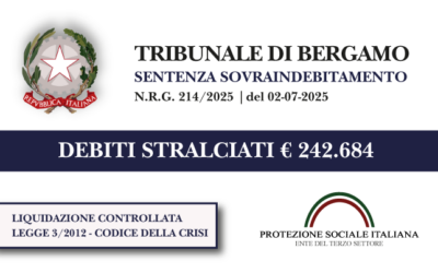 Geometra azzera € 242.684 di debiti con Agenzia delle Entrate, Banche e Finanziarie I Trib. Bergamo I Liquidazione controllata