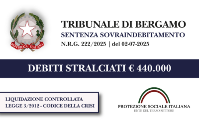 Agente di commercio azzera € 440.000 di debiti con Agenzia delle Entrate, Banche e Finanziarie I Trib. Bergamo I Liquidazione controllata