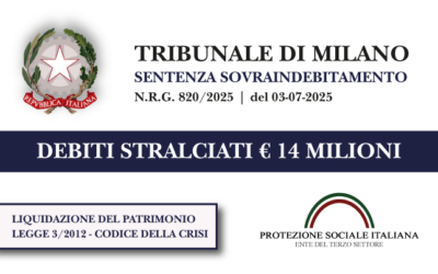 Ex Amministratore e socio di società di elettronica azzera € 14.932.866 di debiti con le finanziarie I Trib. Milano I Liquidazione controllata