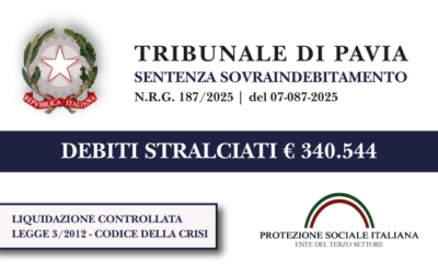 Ex proprietario di una lavanderia azzera € 340.544 di debiti con Banche, Finanziarie e Agenzia delle Entrate I Trib. Pavia I Liquidazione controllata