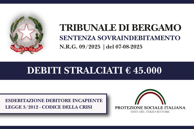 Ex proprietaria di un centro estetico azzera € 45.000 di debiti con Banca e Agenzia delle Entrate I Trib. Bergamo I Esdebitazione Debitore Incapiente